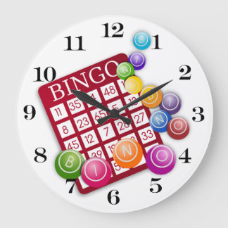 BINGO-Karte mit BINGO-Balls Große Wanduhr