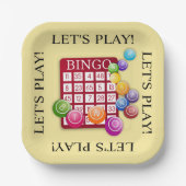 BINGO-Karte mit BINGO-Balls Pappteller (Vorderseite)