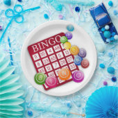 BINGO-Karte mit BINGO-Balls Pappteller (Party)