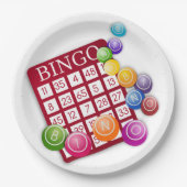 BINGO-Karte mit BINGO-Balls Pappteller (Vorderseite)