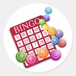 BINGO Karte mit BINGO Kugeln Runder Aufkleber