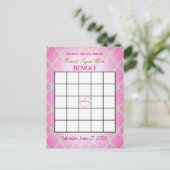 Bingo-Karte | rosa Quatrefoil Postkarte (Stehend Vorderseite)