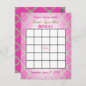 Bingo-Karte | rosa Quatrefoil Postkarte (Vorne/Hinten)