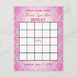 Bingo-Karte | rosa Quatrefoil Postkarte
