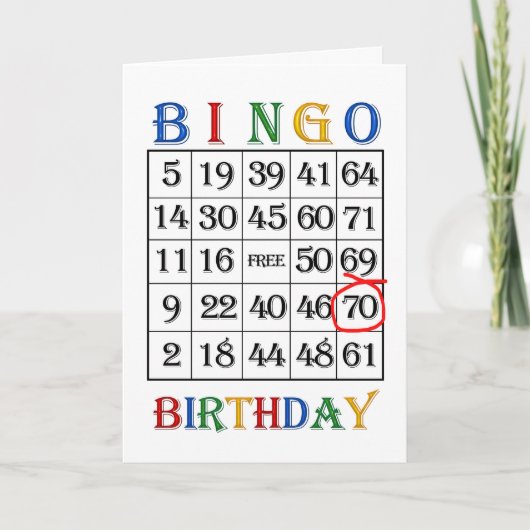 Bingo-Karte zum 70. Geburtstag Karte (Vorderseite)