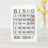 Bingo-Karte zum 92. Geburtstag Karte (Gelbe Blume)