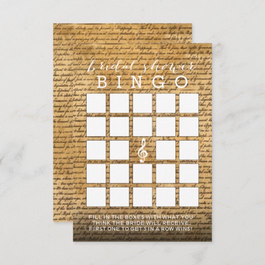 Bingo-Karten für Vintages Brautparty Einladung (Vorne/Hinten)