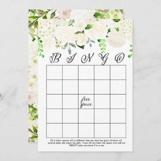 Bingo-Karten für weißes Brautparty Einladung (Vorne/Hinten)