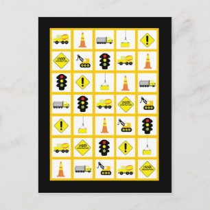 Bingo-Kartenmarkierungen Bau Postkarte