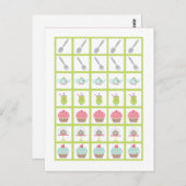 Bingo-Kartenmarkierungen Tee-Party Rosa Pastellfar Postkarte (Vorne/Hinten)