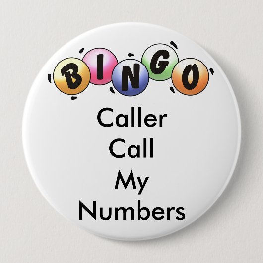 BINGO Knopf-Anrufer-Anruf meine Zahlen Button (Vorderseite)