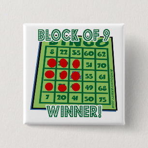 Bingo-Knopf-Block des Siegers des Bingo-9! Button