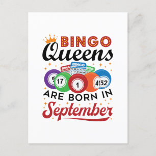Bingo Königinnen werden im September geboren Postkarte