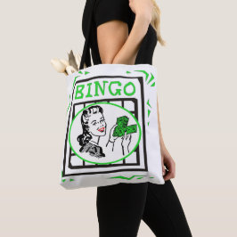 Bingo Lady mit Geld auf Bingokarte Tasche