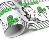 Bingo Lady mit Geld Geschenkpapier (Rolleneckpunkt)