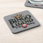 Bingo Legend Crowned in Gold Retro Typography Getränkeuntersetzer<br><div class="desc">Celebrate your love for bingo with this bold and regal design featuring the phrase "Bingo Legend in the Making" in striking retro typography, topped with an ornate golden crown. The deep, rich hues and vintage aesthetic give this artwork a timeless appeal, perfect for those who enjoy the thrill of the...</div>