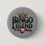 Bingo Legend gekrönt in Gold Retro Typografie Button (Vorderseite)