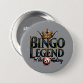 Bingo Legend gekrönt in Gold Retro Typografie Button (Vorne & Hinten)