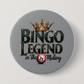 Bingo Legend gekrönt in Gold Retro Typografie Button (Vorderseite)