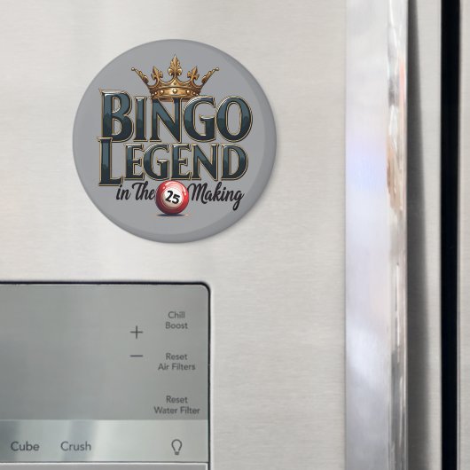 Bingo Legend gekrönt in Gold Retro Typografie Magnet (In Situ (Kühlschrank))