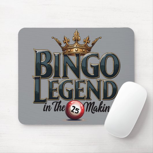 Bingo Legend gekrönt in Gold Retro Typografie Mousepad (Mit Mouse)