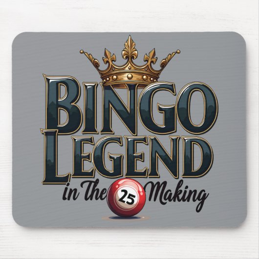 Bingo Legend gekrönt in Gold Retro Typografie Mousepad (Vorne)