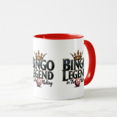 Bingo Legend gekrönt in Gold Retro Typografie Tasse (VorderseiteRechts)