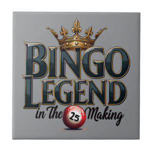 Bingo-Legende in goldener Retro-Typografie gekrönt Fliese