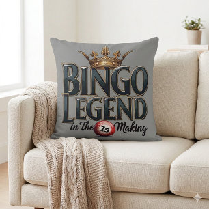 Bingo-Legende in goldener Retro-Typographie gekrön Kissen
