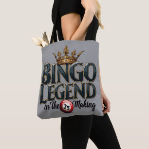 Bingo-Legende in goldener Retro-Typographie gekrön Tasche