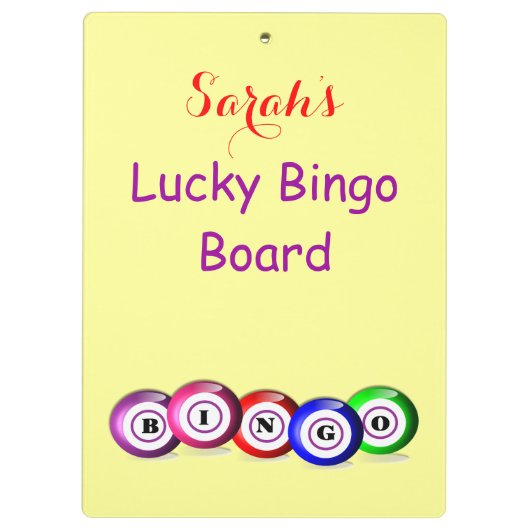 Bingo Lovers Personalisiert Lucky Bingo Board Klemmbrett (Rückseite)