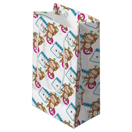 Bingo Monkey kleine Geschenktasche Geschenktüte (Vorderseite Schrägansicht)