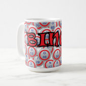 Bingo "Name" über Bingo-Bällen Kaffeetasse (Vorderseite Links)