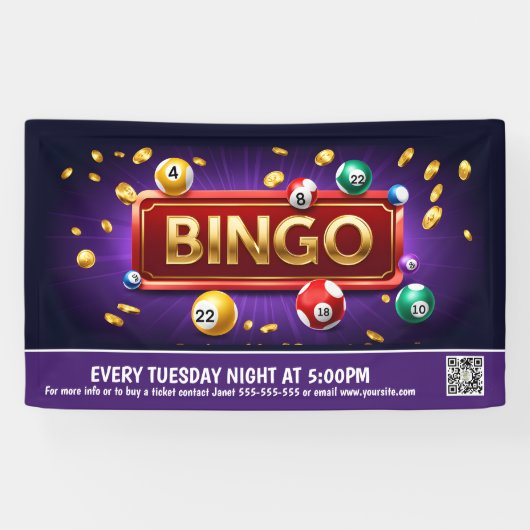 Bingo Night Banner PTO PTA Kirche Banner (Horizontal)