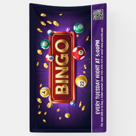 Bingo Night Banner PTO PTA Kirche Banner (Vertikal)