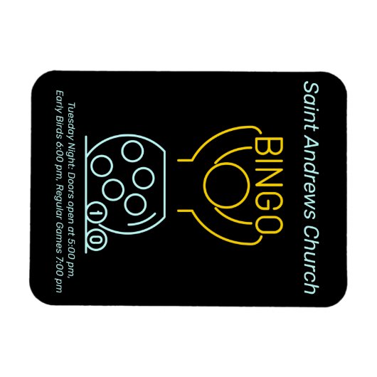 Bingo Night Neon Line Art individuell anpassbar Magnet (Horizontal)