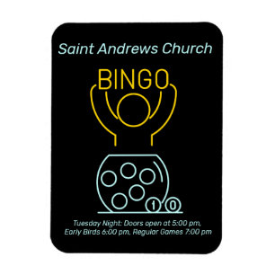 Bingo Night Neon Line Art individuell anpassbar Magnet