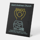 Bingo Night Neon Line Art individuell anpassbar Sockelschild (Vorderseite)