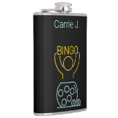 Bingo Night Neon Line Art Personalisiert Flachmann (Rechts)