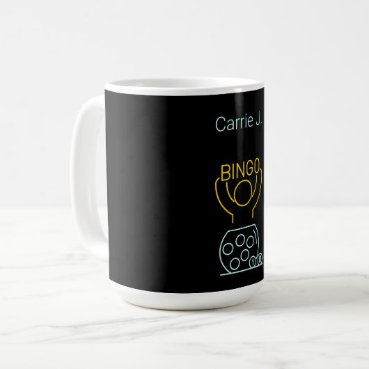 Bingo Night Neon Line Art Personalisiert Kaffeetasse (Vorderseite Links)