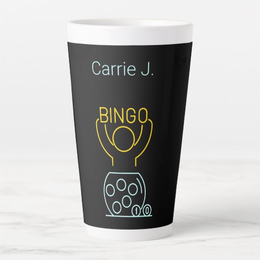 Bingo Night Neon Line Art Personalisiert Milchtasse (Vorderseite)