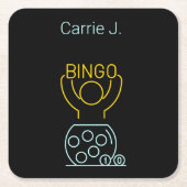 Bingo Night Neon Line Art Personalisiert Rechteckiger Pappuntersetzer (Vorderseite)
