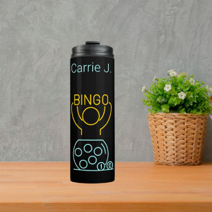 Bingo Night Neon Line Art  Personalized Thermosbecher