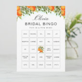 Bingo Orange Citrus Brautparty Game Card Einladung (Stehend Vorderseite)