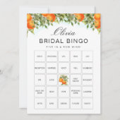 Bingo Orange Citrus Brautparty Game Card Einladung (Vorderseite)