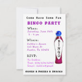 BINGO Party Einladung (Rückseite)