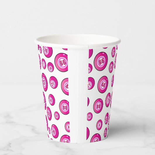Bingo Party Niedlich Rosa und Weiß Gemustert Pappbecher (Rechts)