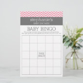 Bingo Pastel Pink Chevrons Baby Showspiel (Stehend Vorderseite)