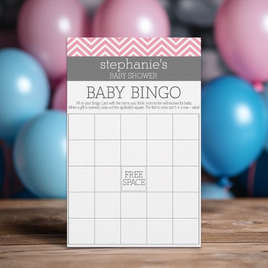 Bingo Pastel Pink Chevrons Baby Showspiel