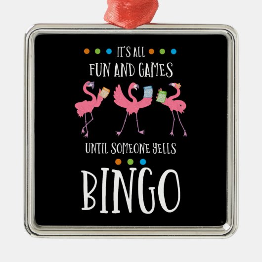 Bingo Player, Flamingo, Bingo Balls Ornament Aus Metall (Vorne)